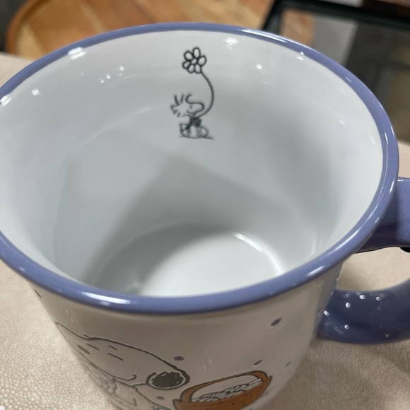 Peanuts Easter Snoopy Woodstock & Bunny Purple & White Ceramic Mug NWT - Picture 5 of 6